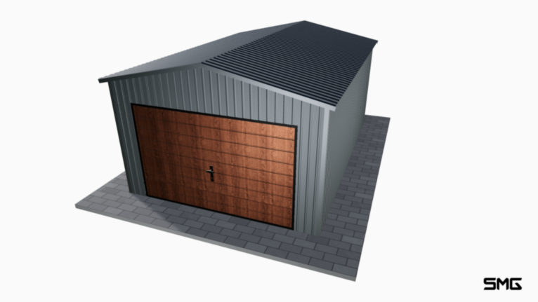 Garaż blaszany BTX 3.5x6 m dwuspad / Brama uchylna (T7) / Okucia
