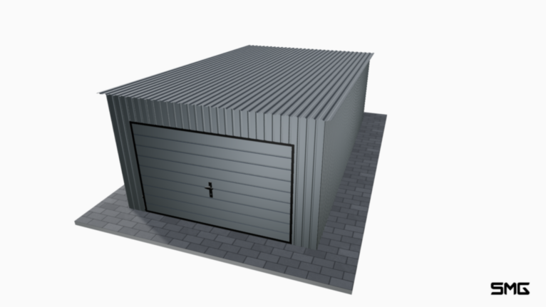 Garaż blaszany BTX 3.5x6 m spad do tyłu / Brama uchylna (T7)