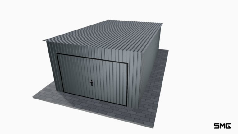 Garaż blaszany BTX 3.5x6 m spad do tyłu / Brama uchylna