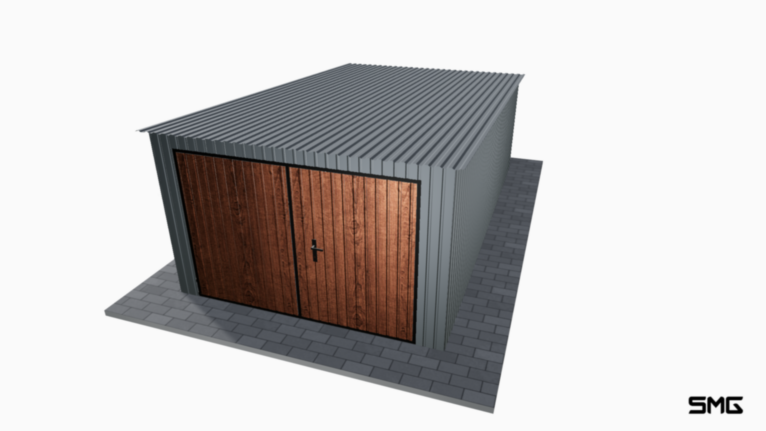 Garaż blaszany BTX 3.5x6 m spad do tyłu / Klamka PREMIUM