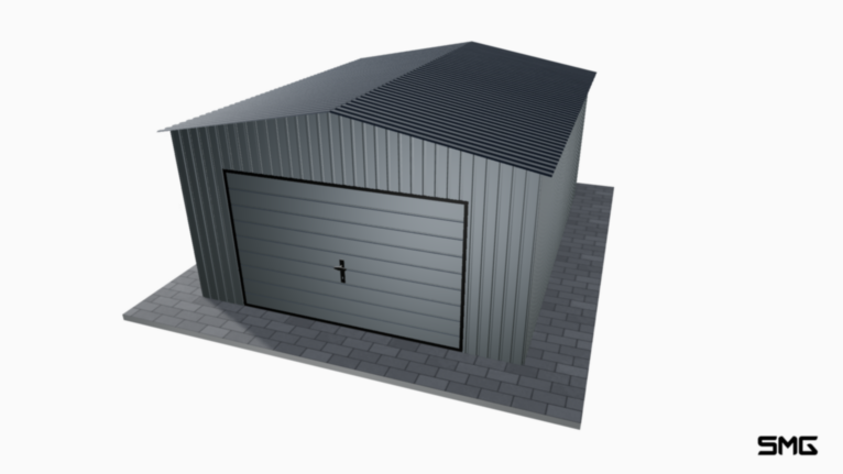 Garaż blaszany BTX 4x5 m dwuspad / Brama uchylna (T7)