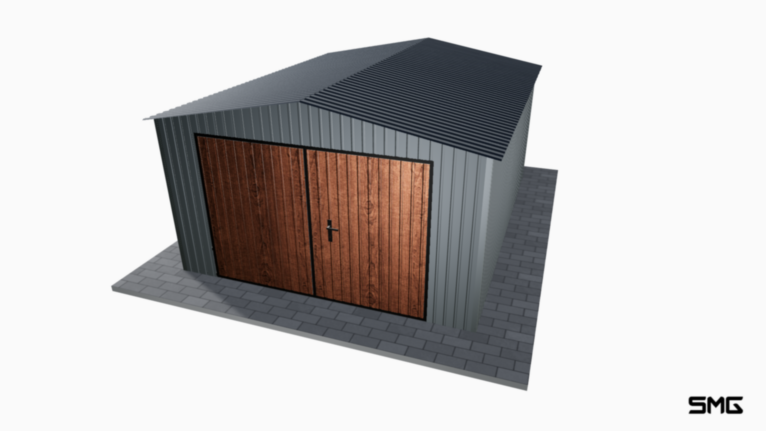 Garaż blaszany BTX 4x5 m dwuspad / Klamka PREMIUM / Okucia