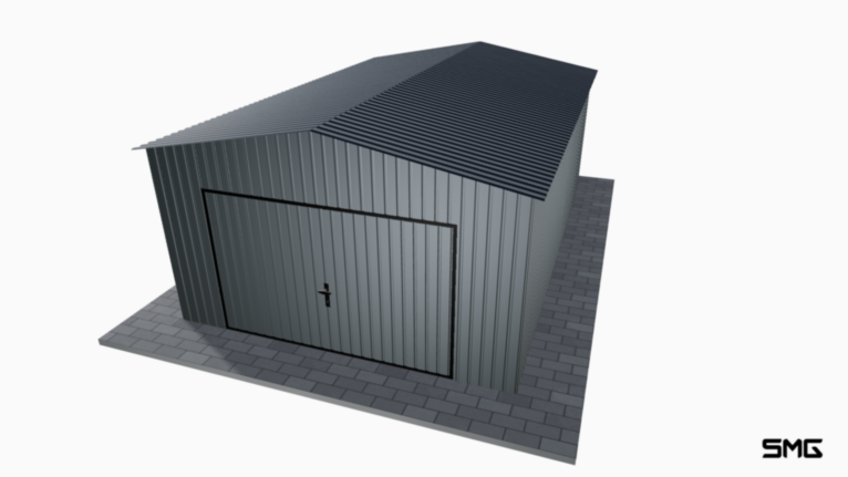 Garaż blaszany BTX 4x6 m dwuspad / Brama uchylna