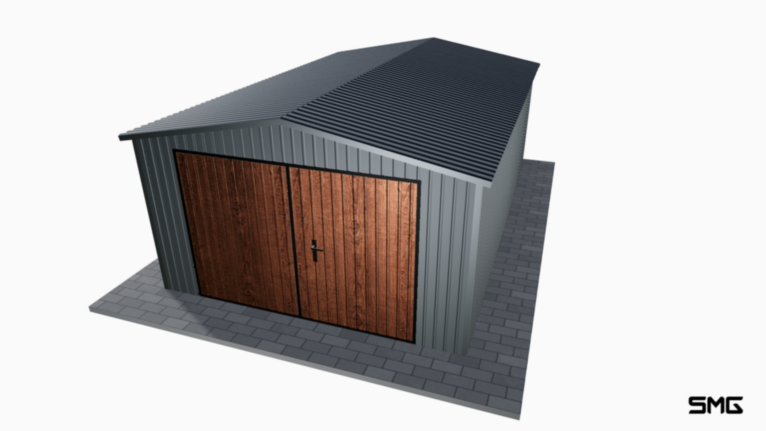 Garaż blaszany BTX 4x6 m dwuspad / Klamka PREMIUM / Okucia