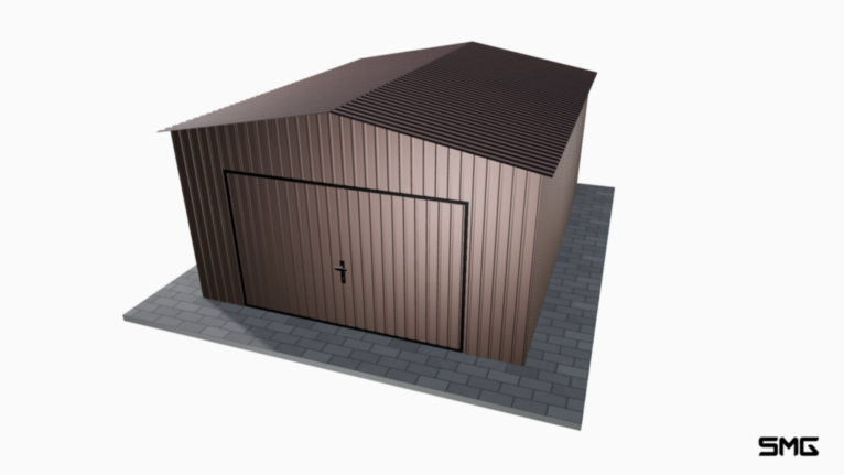 Garaż blaszany RAL 4x5 m dwuspad / Brama uchylna