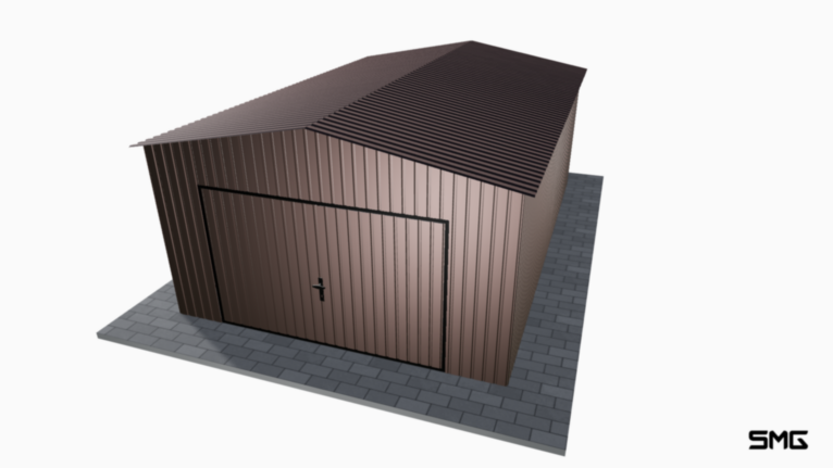 Garaż blaszany RAL 4x6 m dwuspad / Brama uchylna