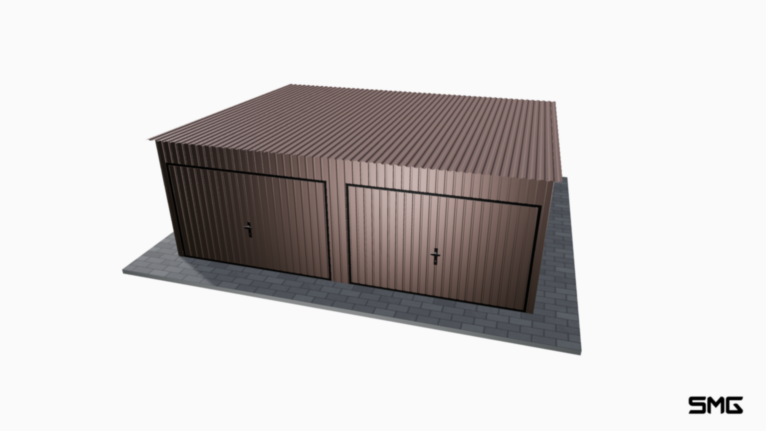 Garaż blaszany RAL 6x5 m spad do tyłu / Brama uchylna