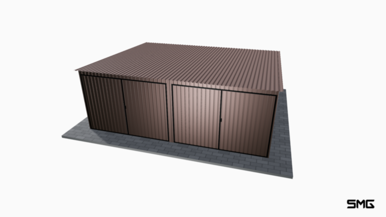 Garaż blaszany RAL 6x5 m spad do tyłu