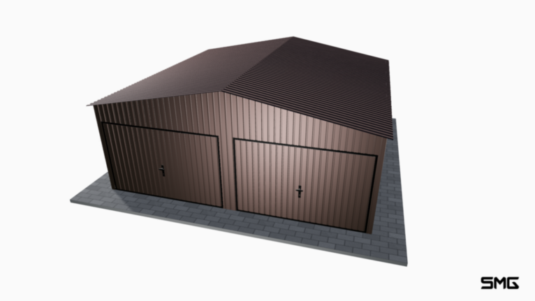 Garaż blaszany RAL 6x6 m dwuspad / Brama uchylna