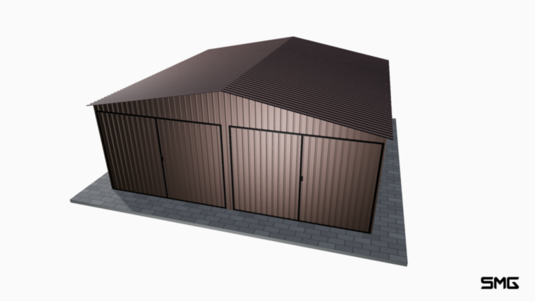 Garaż blaszany RAL 6x6 m dwuspad 