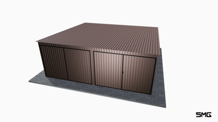 Garaż blaszany RAL 6x6 m spad do tyłu