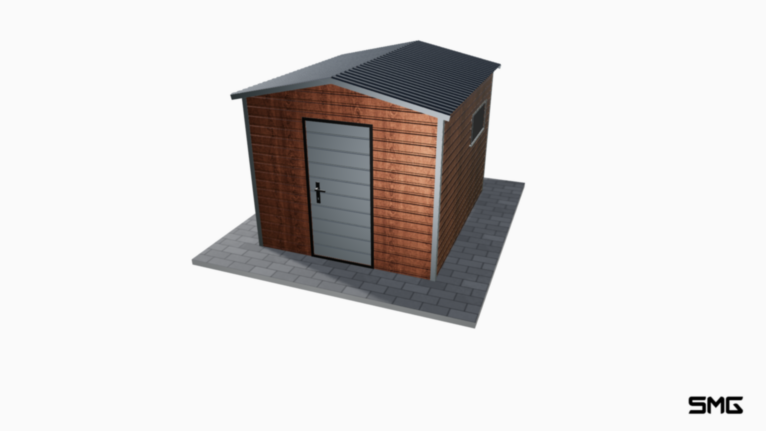 Schowek ogrodowy Drewnopodobny 2.5x3 m dwuspad