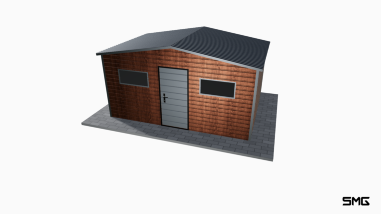 Schowek ogrodowy Drewnopodobny 4.5x3 m dwuspad