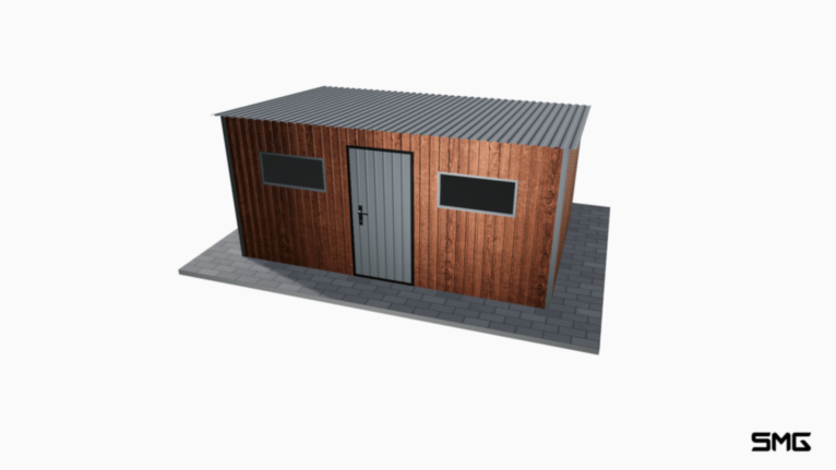 Schowek ogrodowy Drewnopodobny 4.5x3 m spad do tyłu (T17)