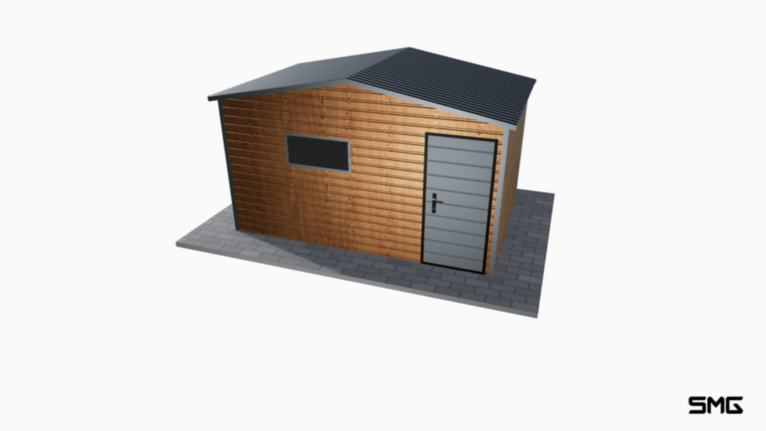 Schowek ogrodowy Drewnopodobny 4x3 m dwuspad