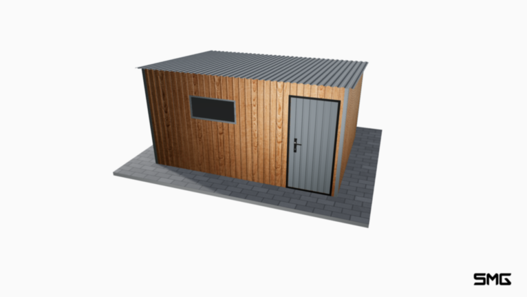 Schowek ogrodowy Drewnopodobny 4x3 m spad do tyłu (T17)