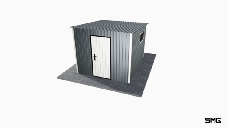 Schowek ogrodowy RAL 2.5x3 m spad do tyłu (T17)