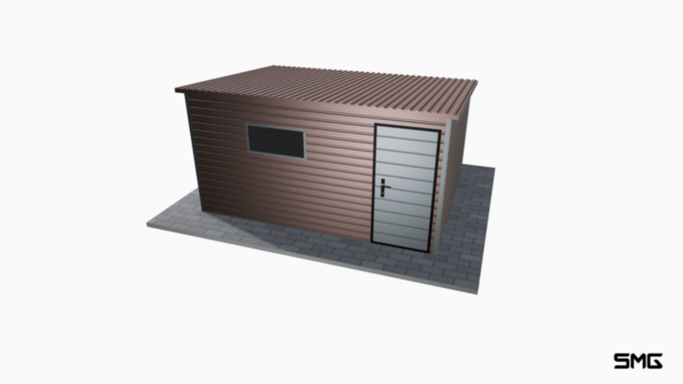 Schowek ogrodowy RAL 4x3 m spad do tyłu
