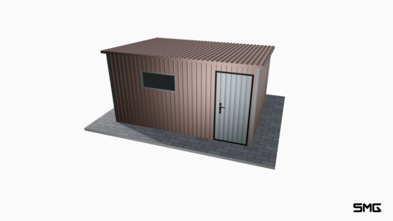 Schowek ogrodowy RAL 4x3m spad do tyłu (T17)